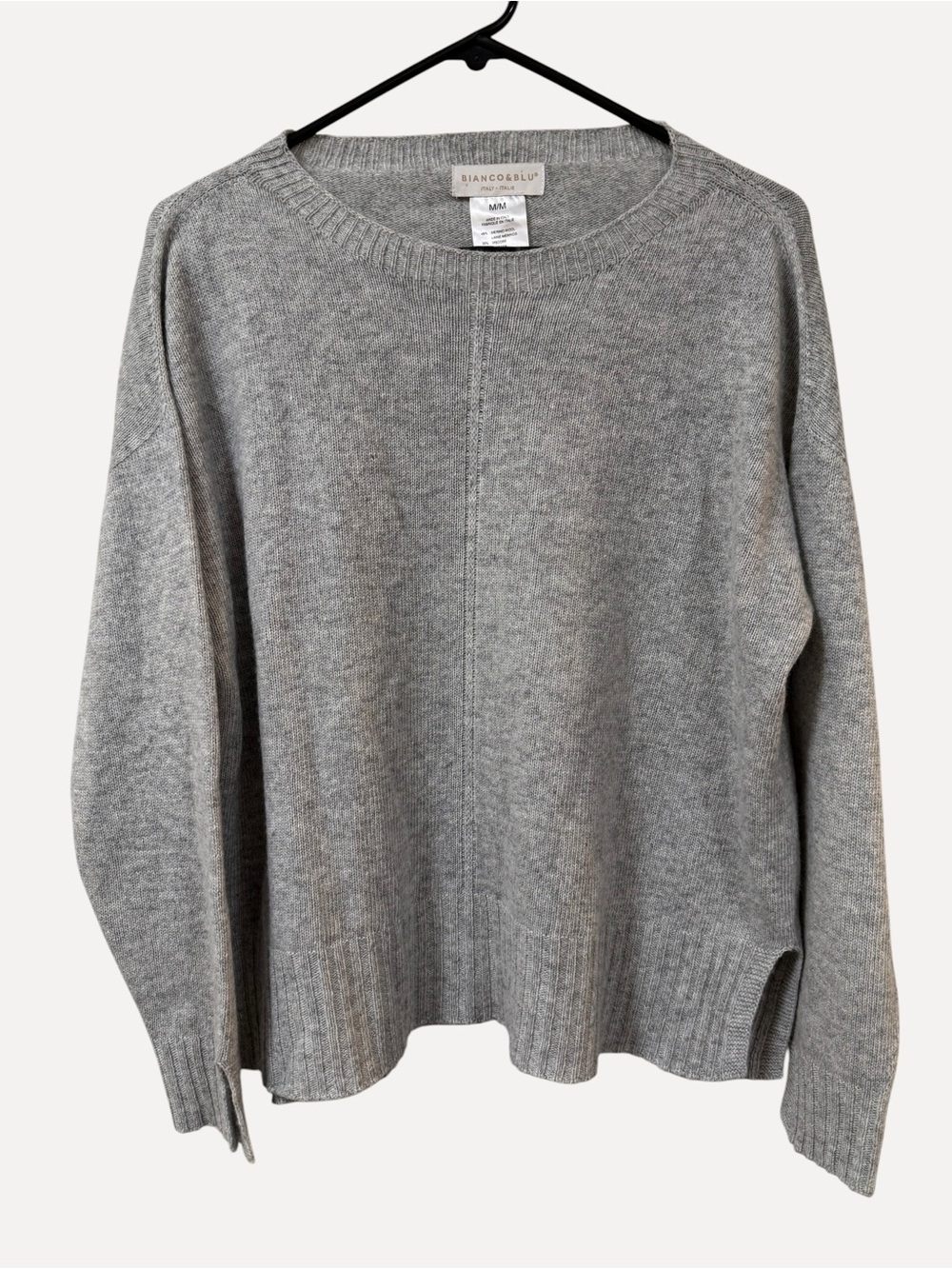 Bianco & Blu merino cashmere sweater women’s MEDIUM gray Made in Italy luxury